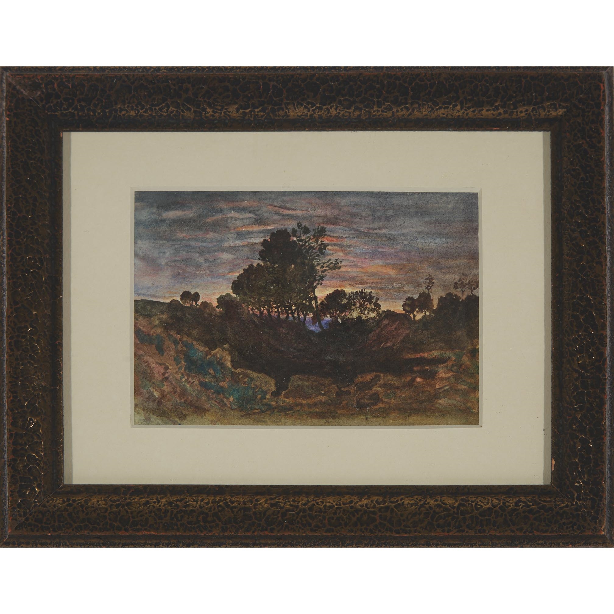 Henri-Joseph Harpignies | BARBIZON LANDSCAPE WITH TREES AT SUNSET ...