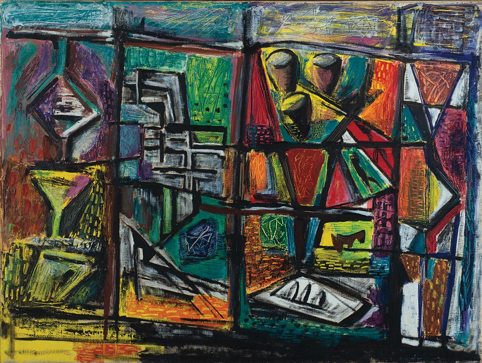 Artwork by Louis Schanker, Geometric Landscape, Made of Oil on canvas