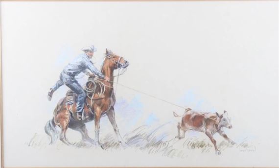 Harley Brown | Roping Cowboy Original Pastel Art | MutualArt