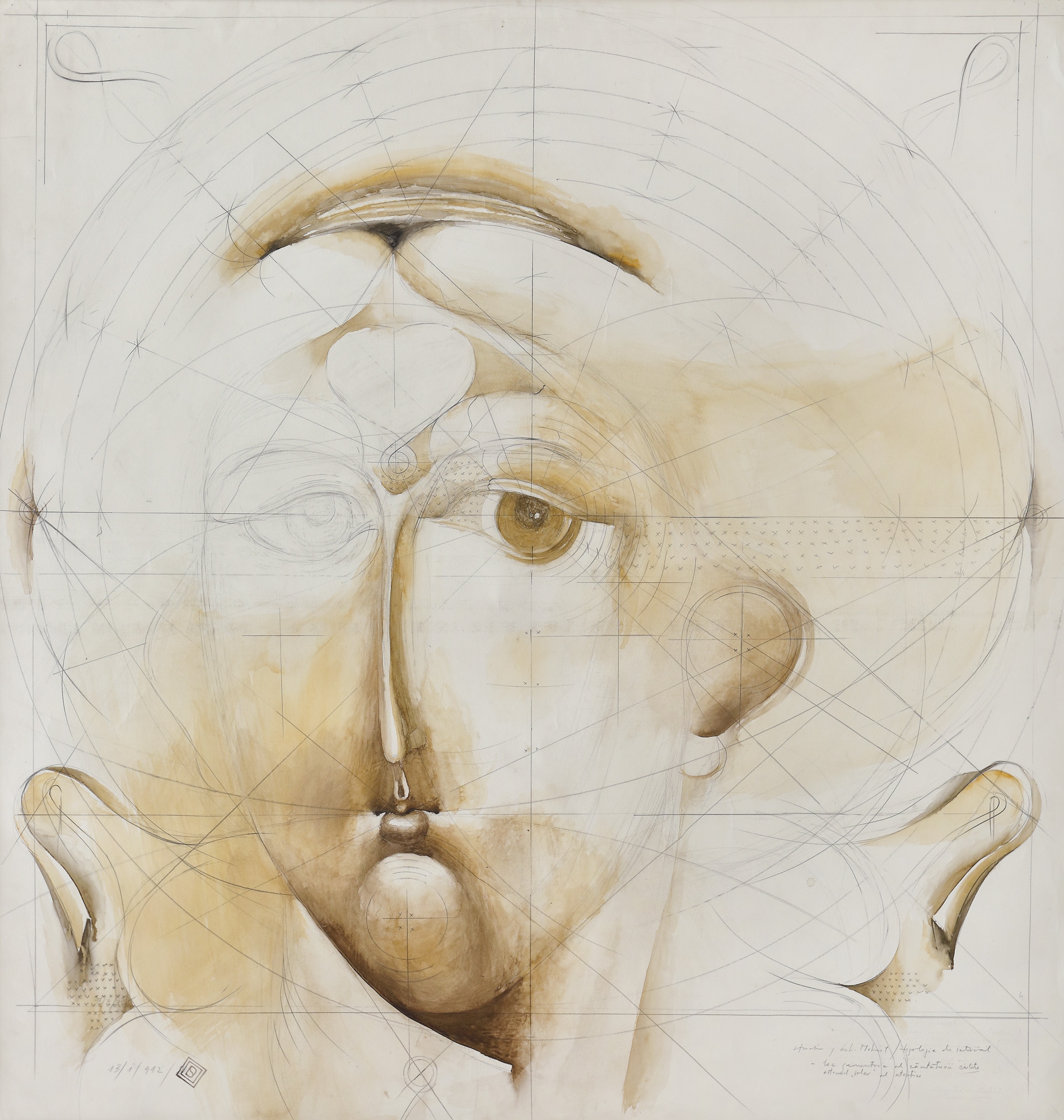 Artwork by Sorin Dumitrescu, Study for Archangel Michael, Made of watercolour and pencil on paper