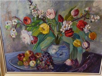 Still life with flowers and fruit - Ingeborg Bentine Debois