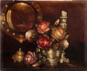 Still life of roses and copper - Ralph Dykman
