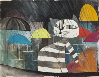 Szkic do okładki czasopisma Miś - okładka z kotem - Krystyna Witkowska