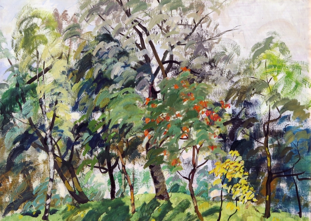 Artwork by Jānis Pauļuks, Rowan, Made of oil on cardboard