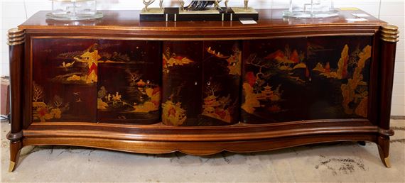 A FRENCH ART DECO ROSEWOOD AND LACQUER SIDEBOARD by Jules Leleu, CIRCA 1940S