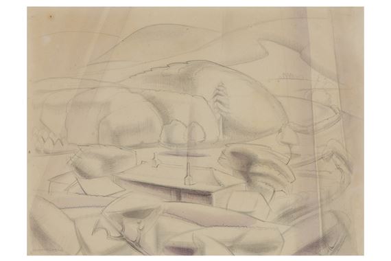 Houses under the Downs, Sussex by Ivon Hitchens, Executed in 1923