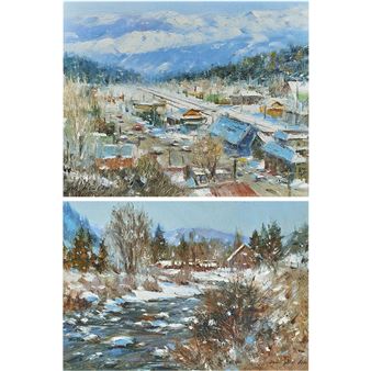 Two Works: "View From Top," and "Truckee River," - Po Pin Lin
