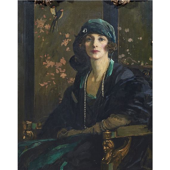 The Lady in Black and Green (Mrs. Dudley Ward) by John Lavery, 1918-1929