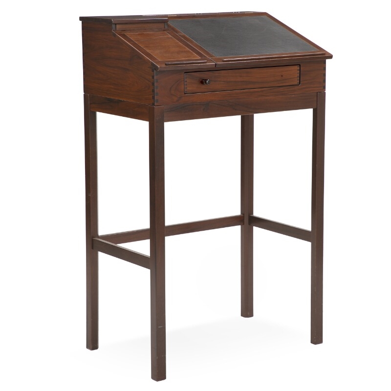 Artwork by Andreas Hansen, Mahogany writing desk, Made of black leather