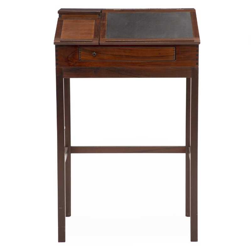 Artwork by Andreas Hansen, Mahogany writing desk, Made of black leather