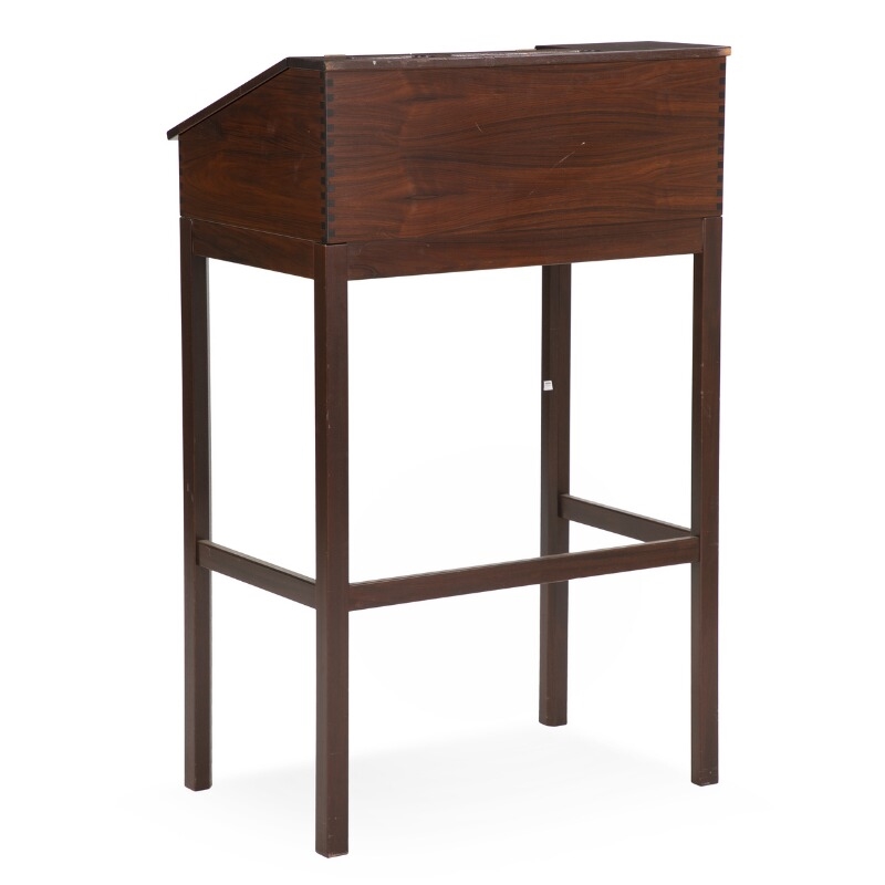 Artwork by Andreas Hansen, Mahogany writing desk, Made of black leather