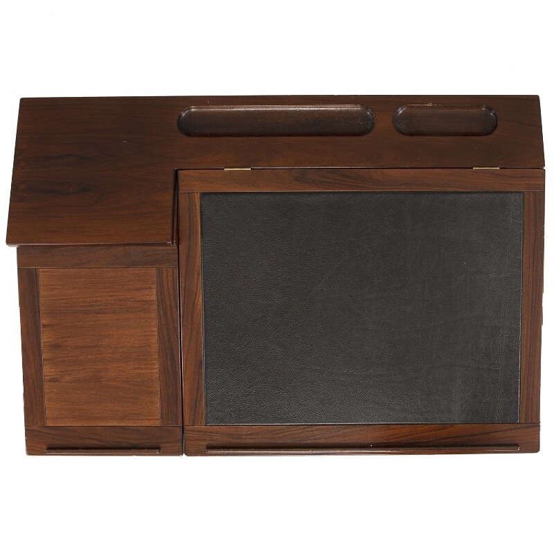 Artwork by Andreas Hansen, Mahogany writing desk, Made of black leather