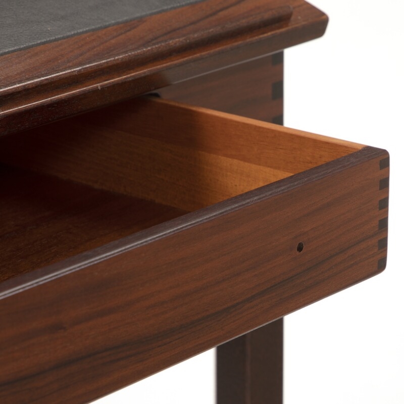Artwork by Andreas Hansen, Mahogany writing desk, Made of black leather