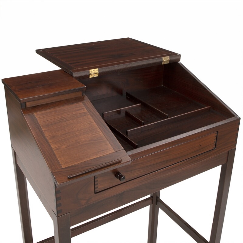 Artwork by Andreas Hansen, Mahogany writing desk, Made of black leather