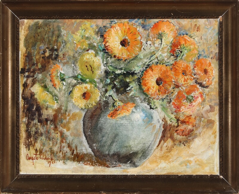 Artwork by Angelo Furche, Still life with flowers, Made of Oil on canvas