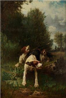The Hunting Dogs In Action - Edmond Joseph de Pratere