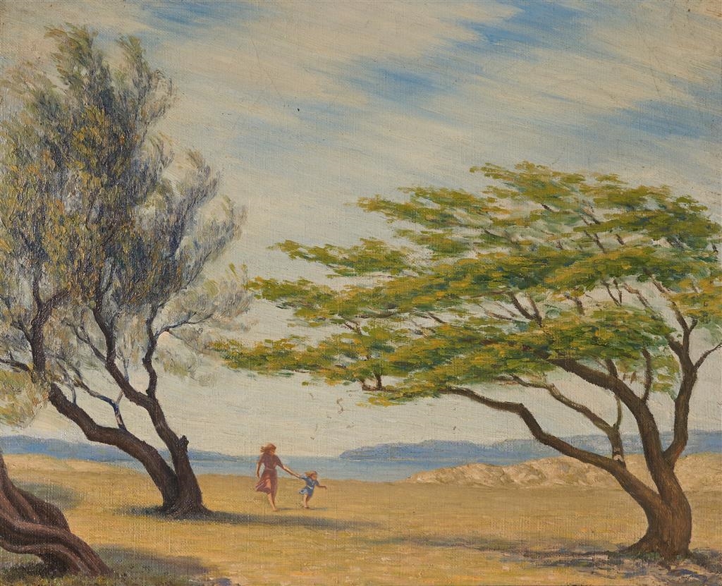Artwork by Clive Wilbow, Mother and Daughter; Sketch for Mother and Daughter, Made of oil on canvas