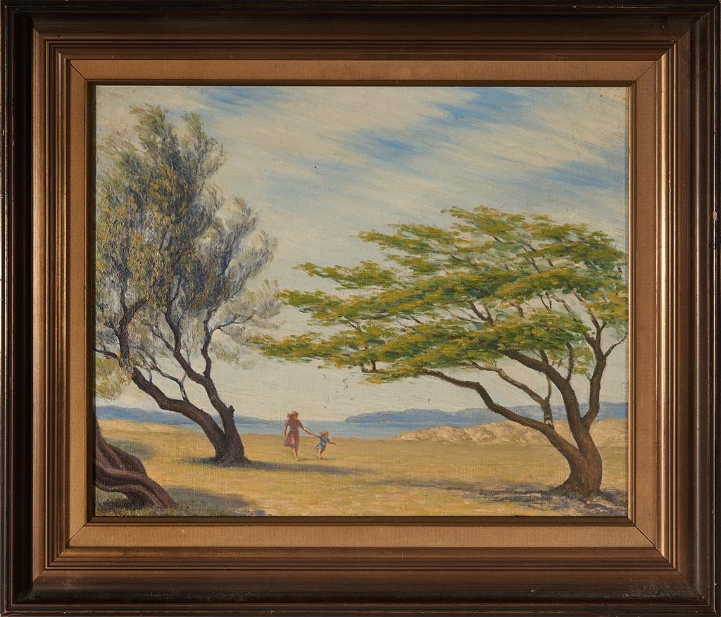 Artwork by Clive Wilbow, Mother and Daughter; Sketch for Mother and Daughter, Made of oil on canvas