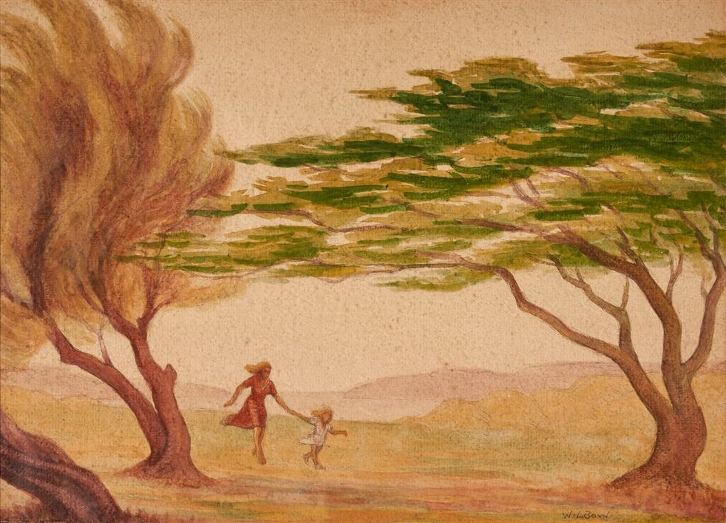 Artwork by Clive Wilbow, Mother and Daughter; Sketch for Mother and Daughter, Made of oil on canvas