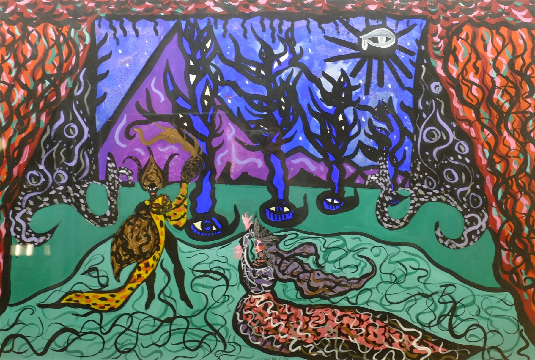 Artwork by Stanley Lench, Indian Dancers, Made of gouache