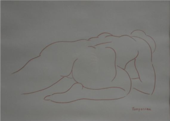 NU FÉMININ ACCROUPI DE DOS