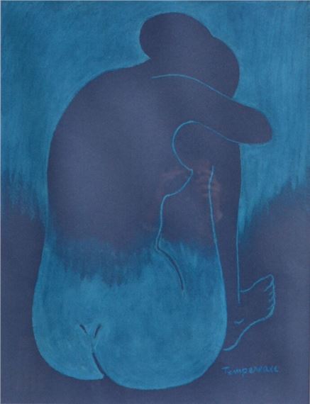 NU FÉMININ ASSIS DE DOS by Jacques Tempereau