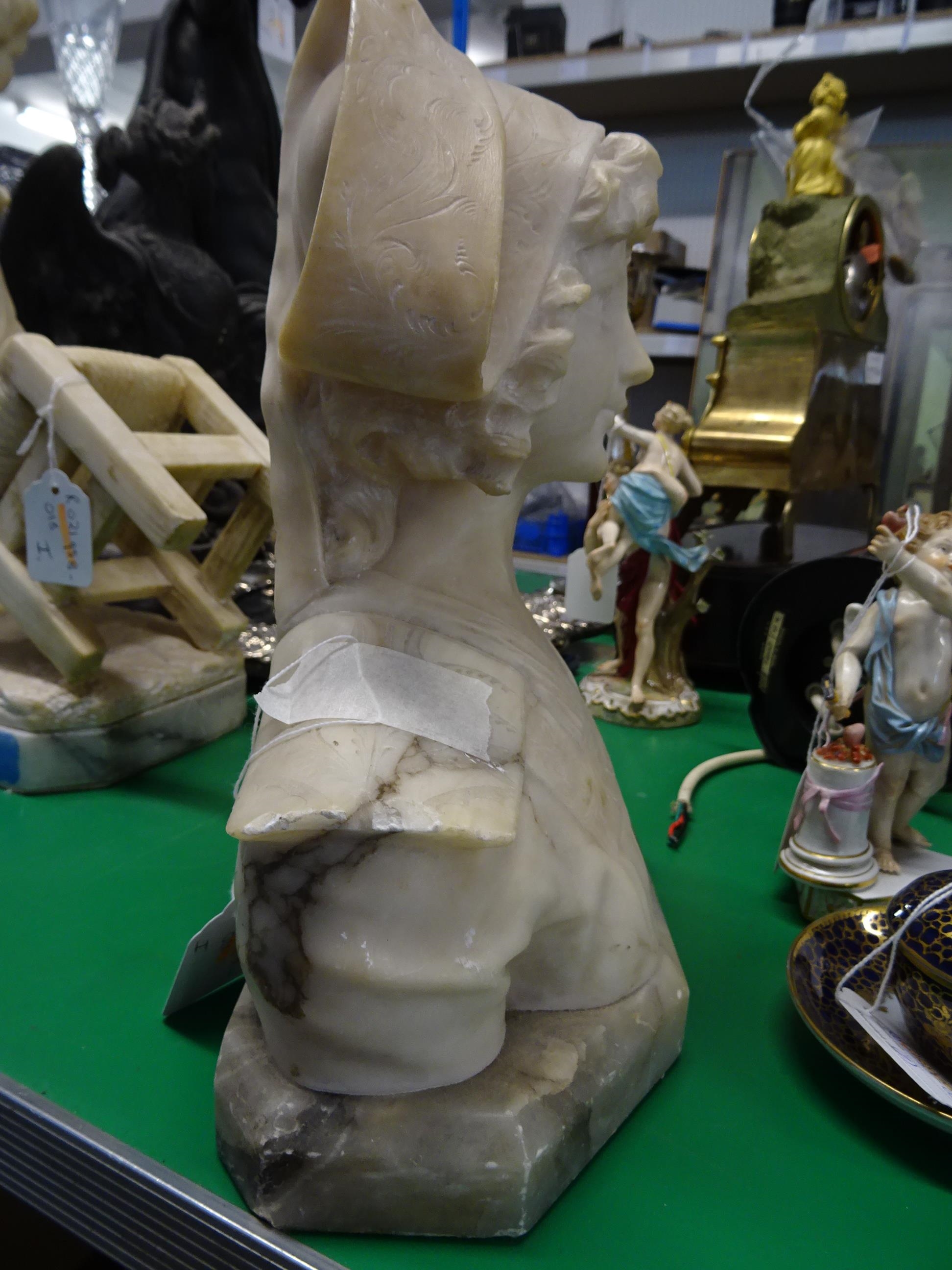 Artwork by Alberto Cambi, Bust of a girl, Made of alabaster