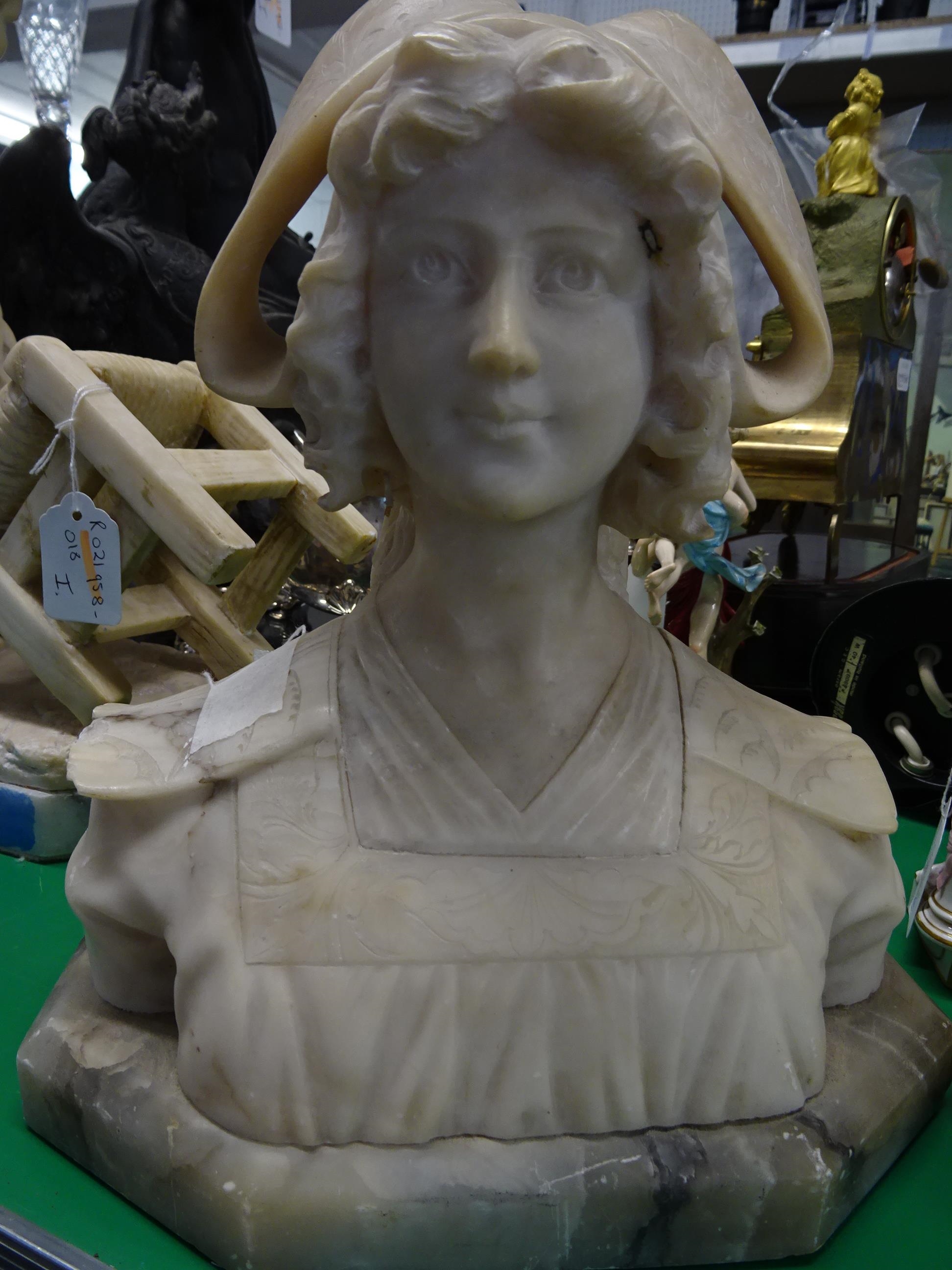 Artwork by Alberto Cambi, Bust of a girl, Made of alabaster