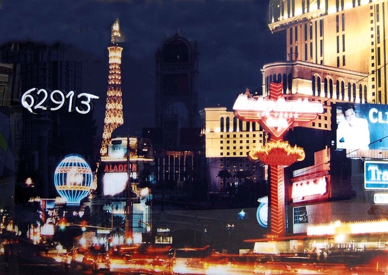 Artwork by Davide Bramante, MY OWN RAVE - LAS VEGAS, Made of non-digital color photo on lambda paper printed on plexiglass + colored neon single piece