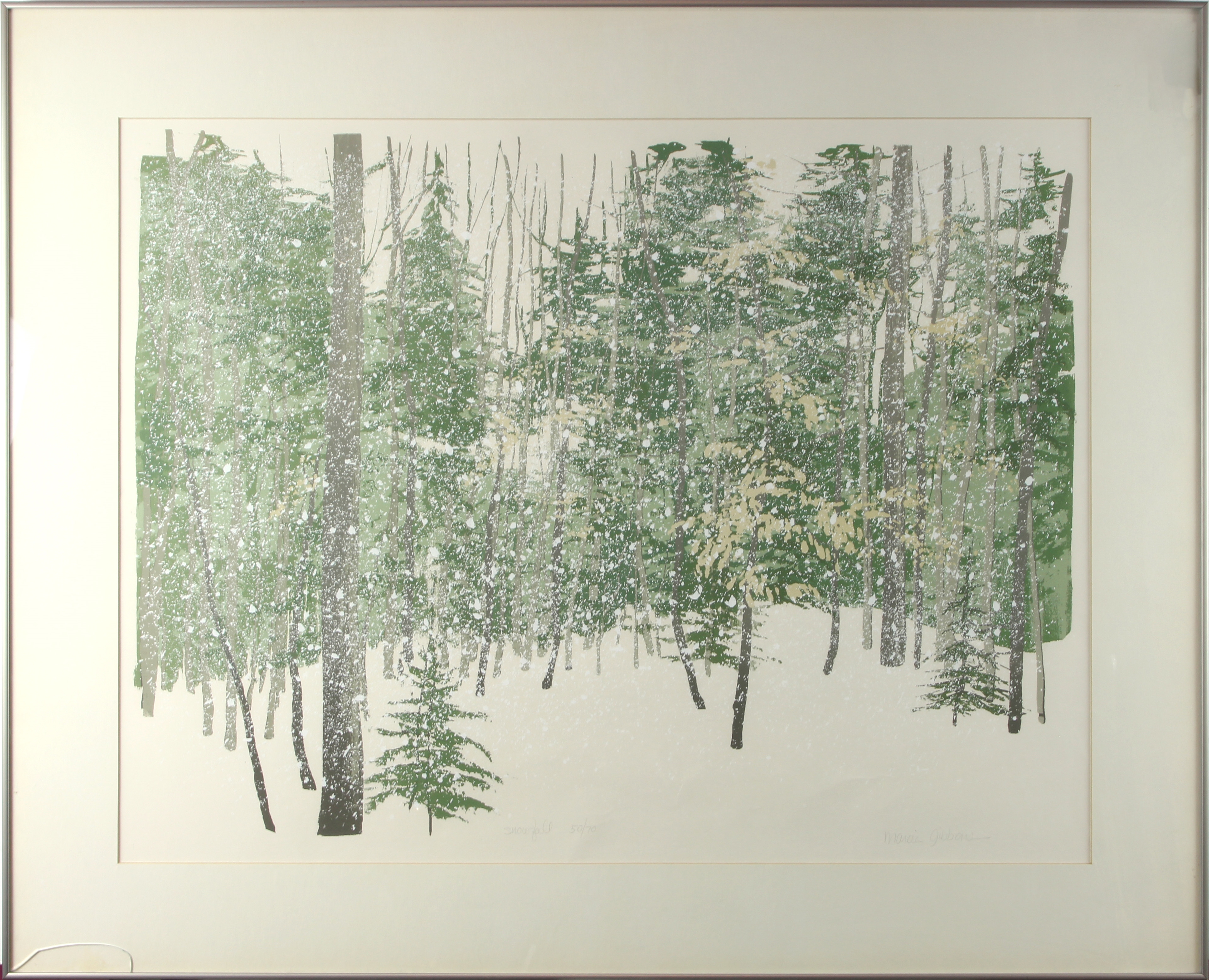 Artwork by Marcia Gibbons, Snowfall, Made of lithograph in colors, pen
