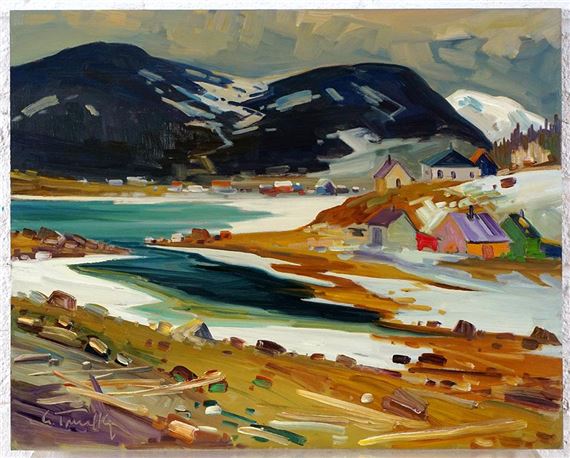 Village hivernal au bord de l'eau by Louis Tremblay