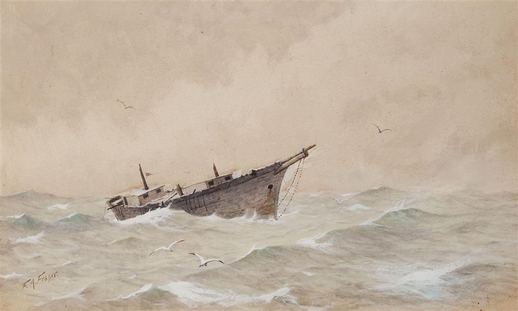 Artwork by Francis Arthur Fraser, Maritime Scene, Made of watercolour and bodycolour