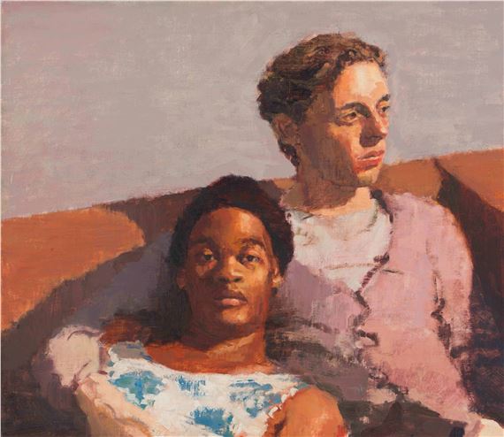 Mavu and Kyle on Studio Couch by Ian Grose, dated August 2013