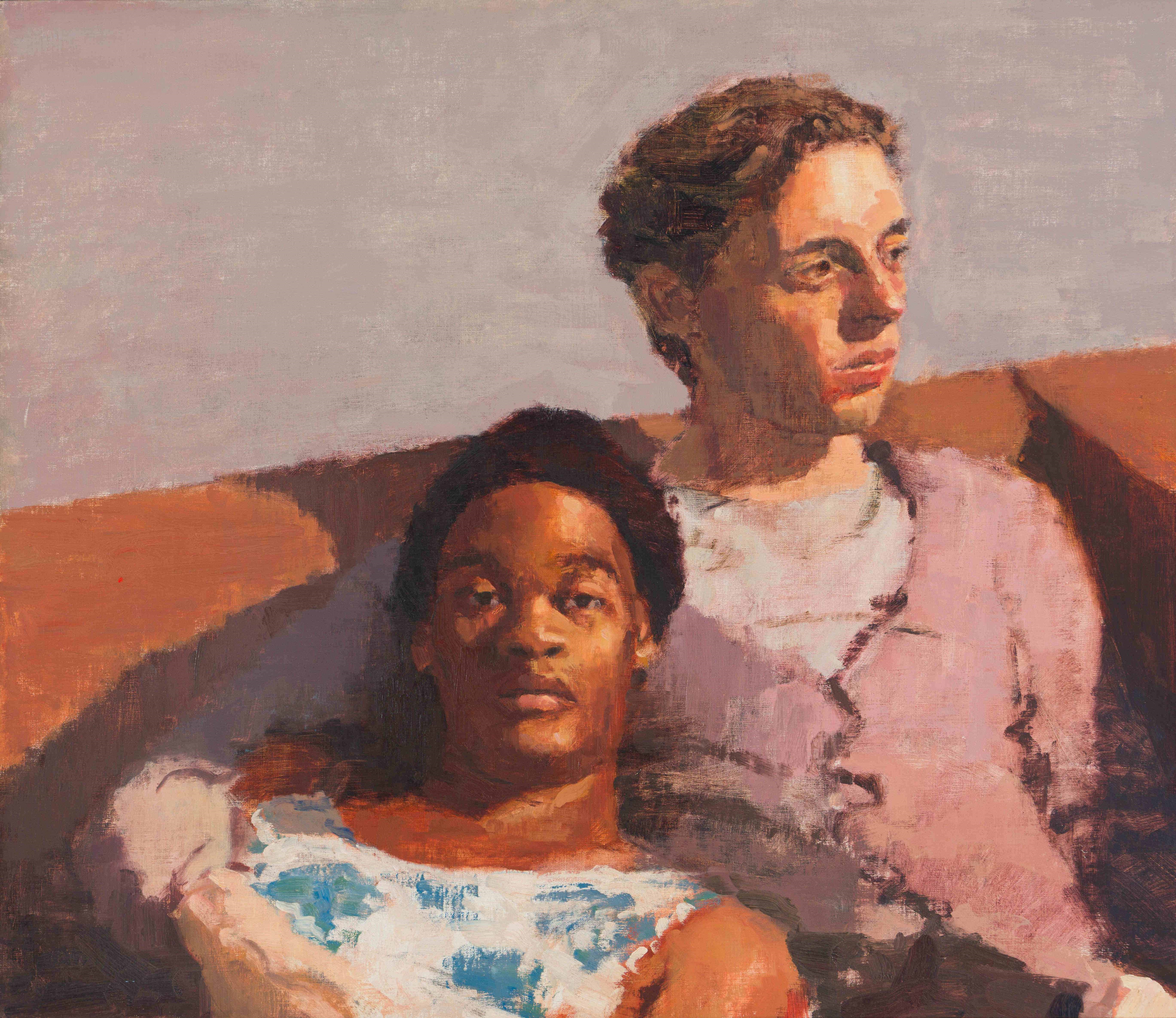 Artwork by Ian Grose, Mavu and Kyle on Studio Couch, Made of oil on canvas laid down on board