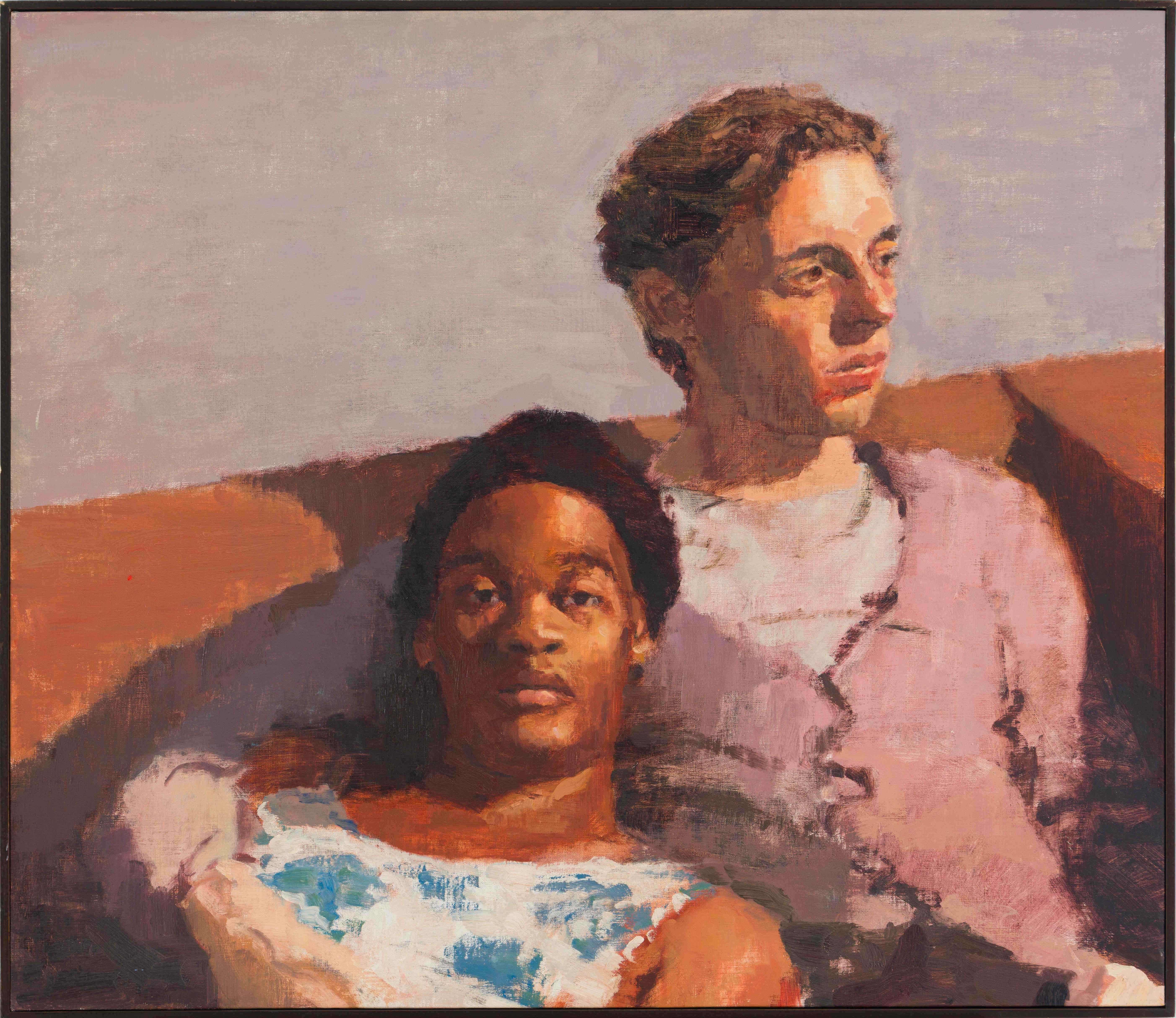 Artwork by Ian Grose, Mavu and Kyle on Studio Couch, Made of oil on canvas laid down on board