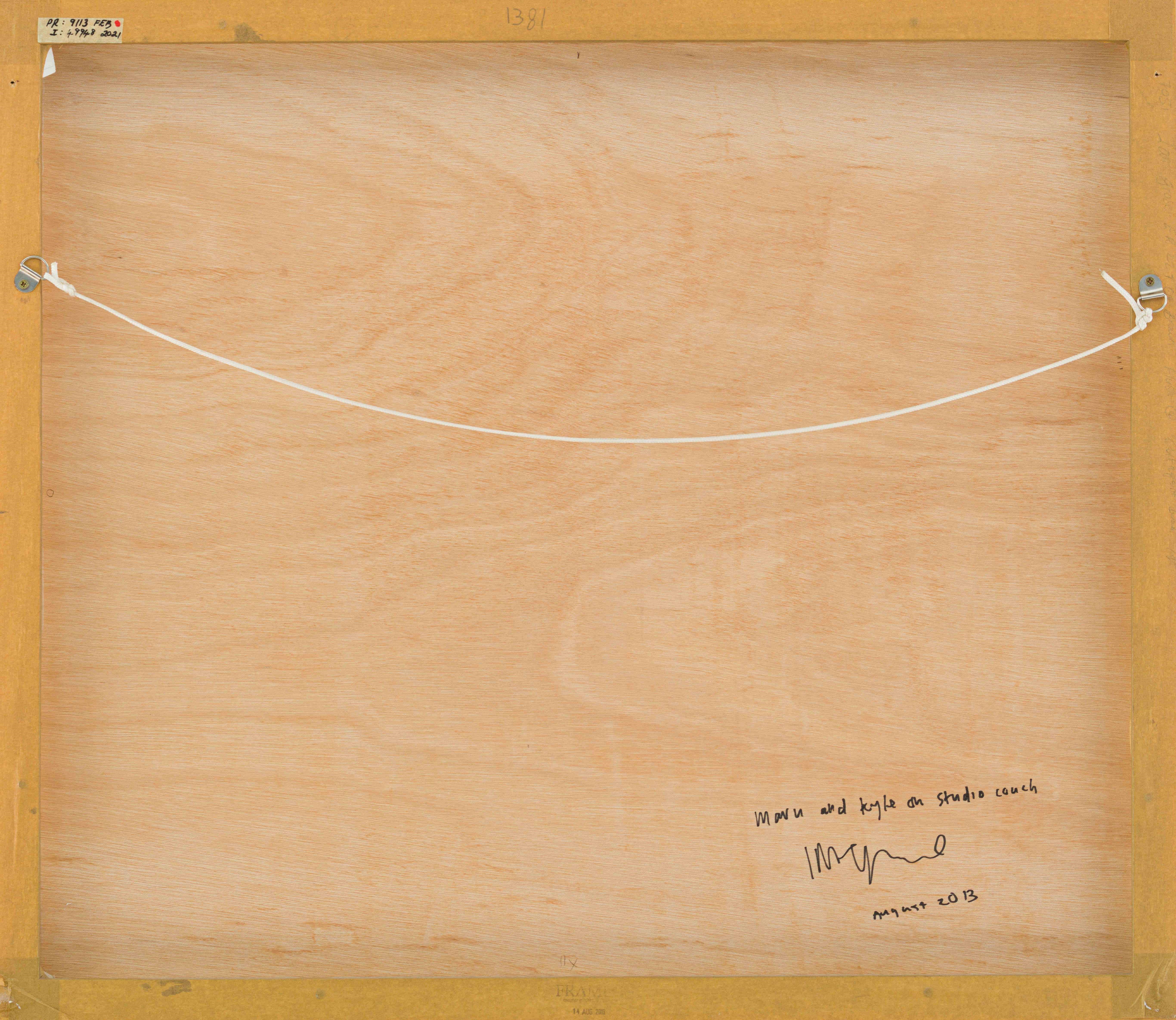 Artwork by Ian Grose, Mavu and Kyle on Studio Couch, Made of oil on canvas laid down on board