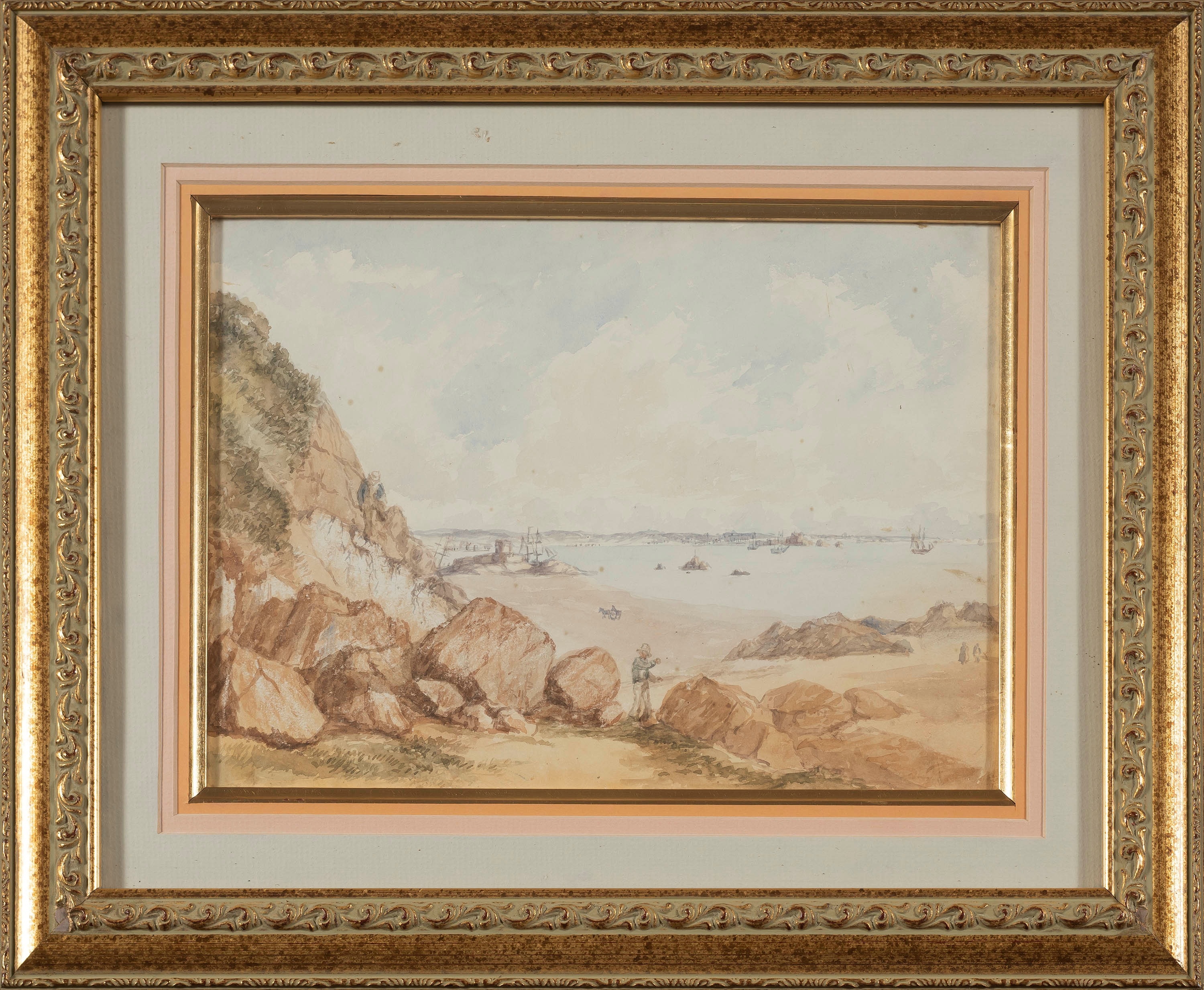 Artwork by Charles Theophilus Hahn, Four views of Jersey, and another, Made of watercolour