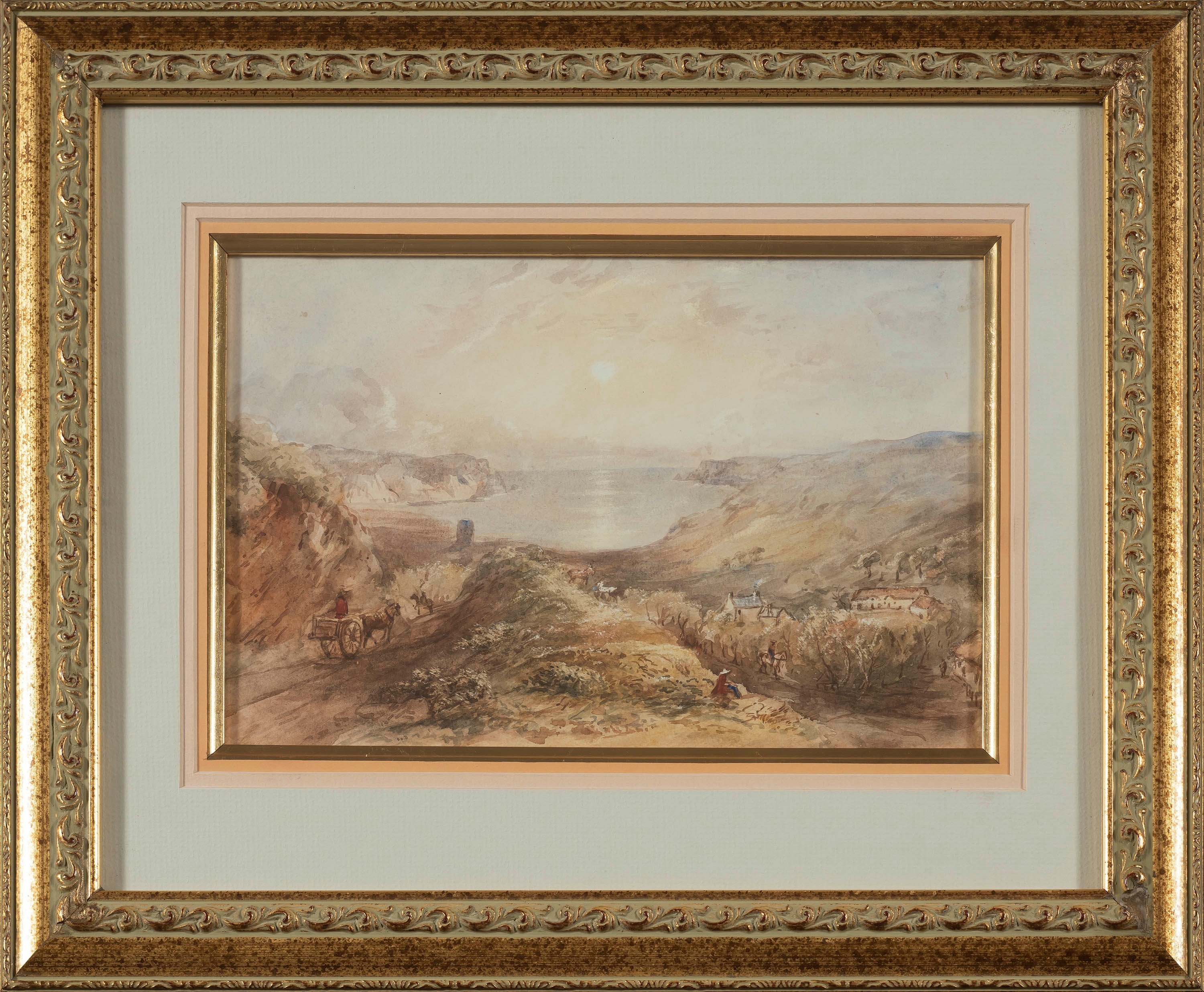 Artwork by Charles Theophilus Hahn, Four views of Jersey, and another, Made of watercolour