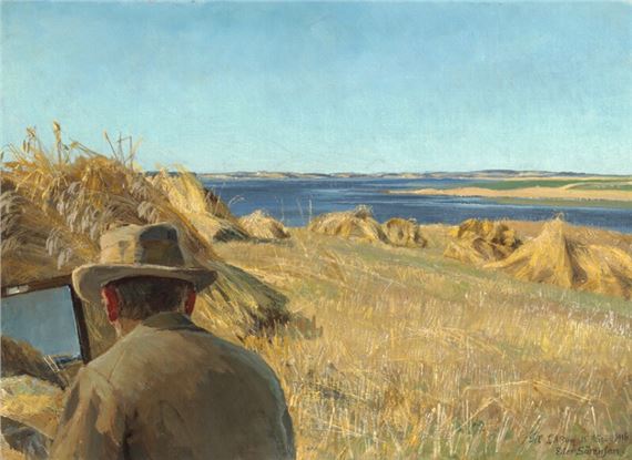L. A. Ring painting at Roskilde Fjord by Eiler Sørensen