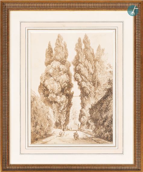 "L'allée des cyprès à la villa d'Este à Tivoli" by Jean-Honoré Fragonard