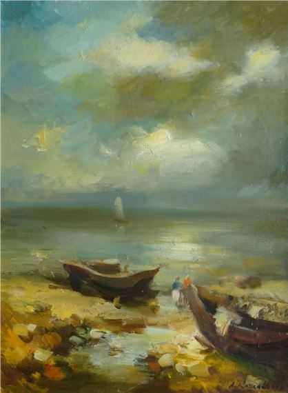 Boats by the sea by Andrejs Rozenbergs