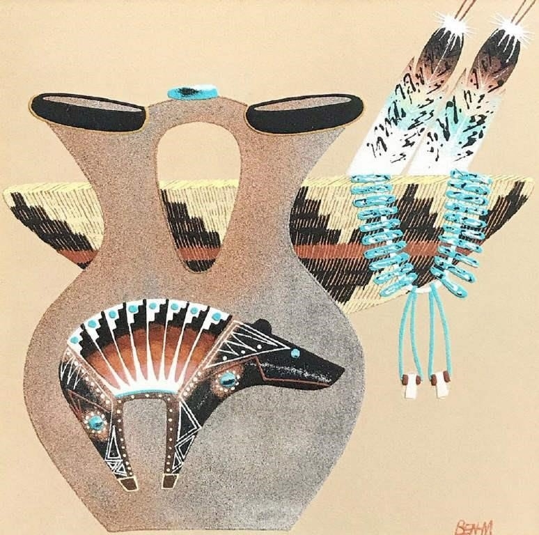 Artwork by Benjamin Matchers, Untitled (Wedding Vase with Bear...), Made of sand painting on board