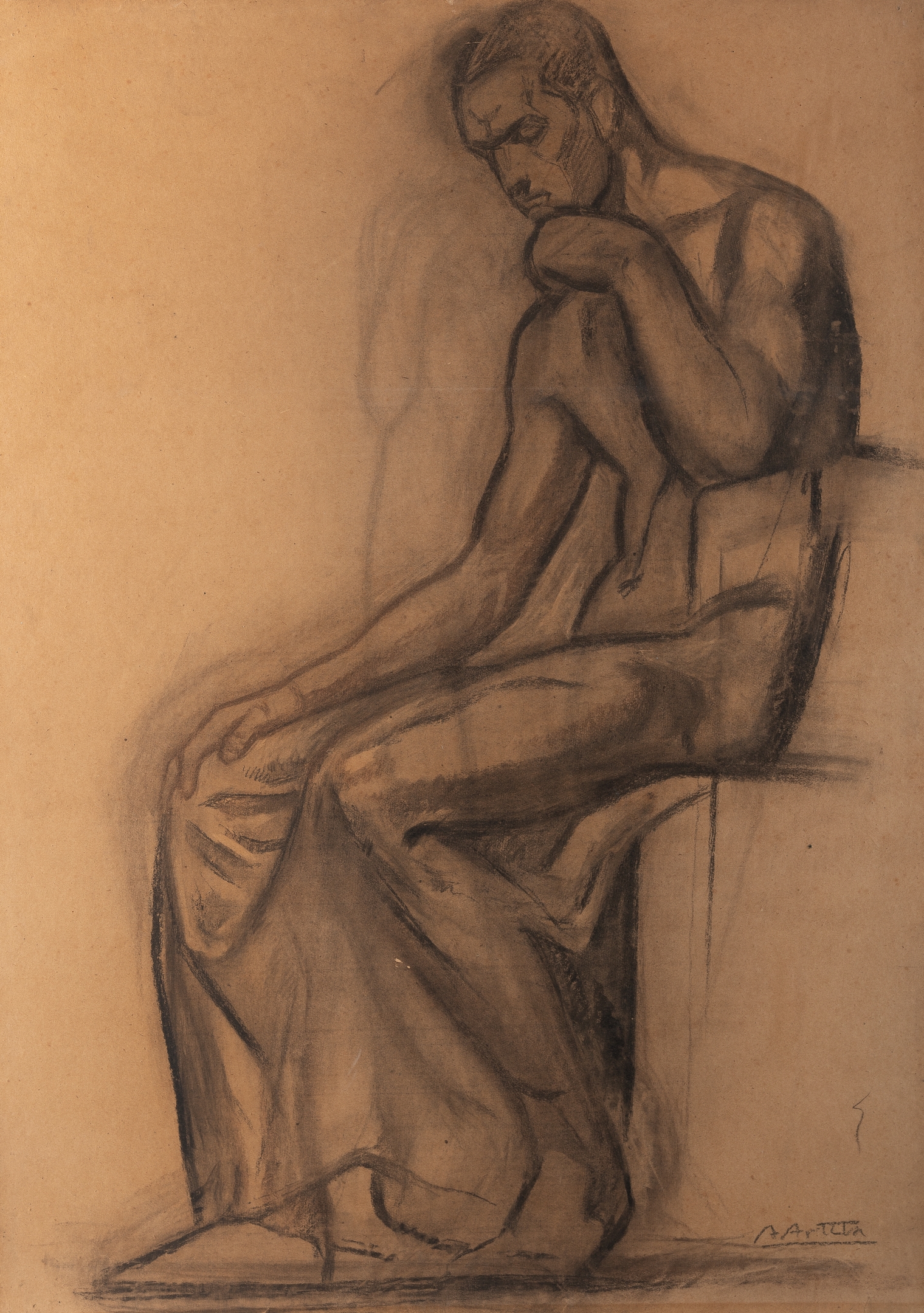 Artwork by Aurelio Bibiano de Arteta y Errasti, Estudio para el pensador, Made of Charcoal on paper