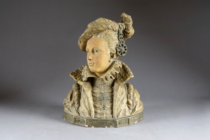 Artwork by P. Huygens, Noble dame en 1575, Made of Patinated terracotta proof