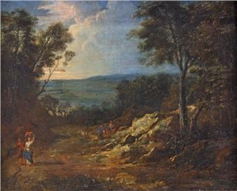 Wanderer in arkardischer Landschaft - Constantinus Cornelis Huysmans