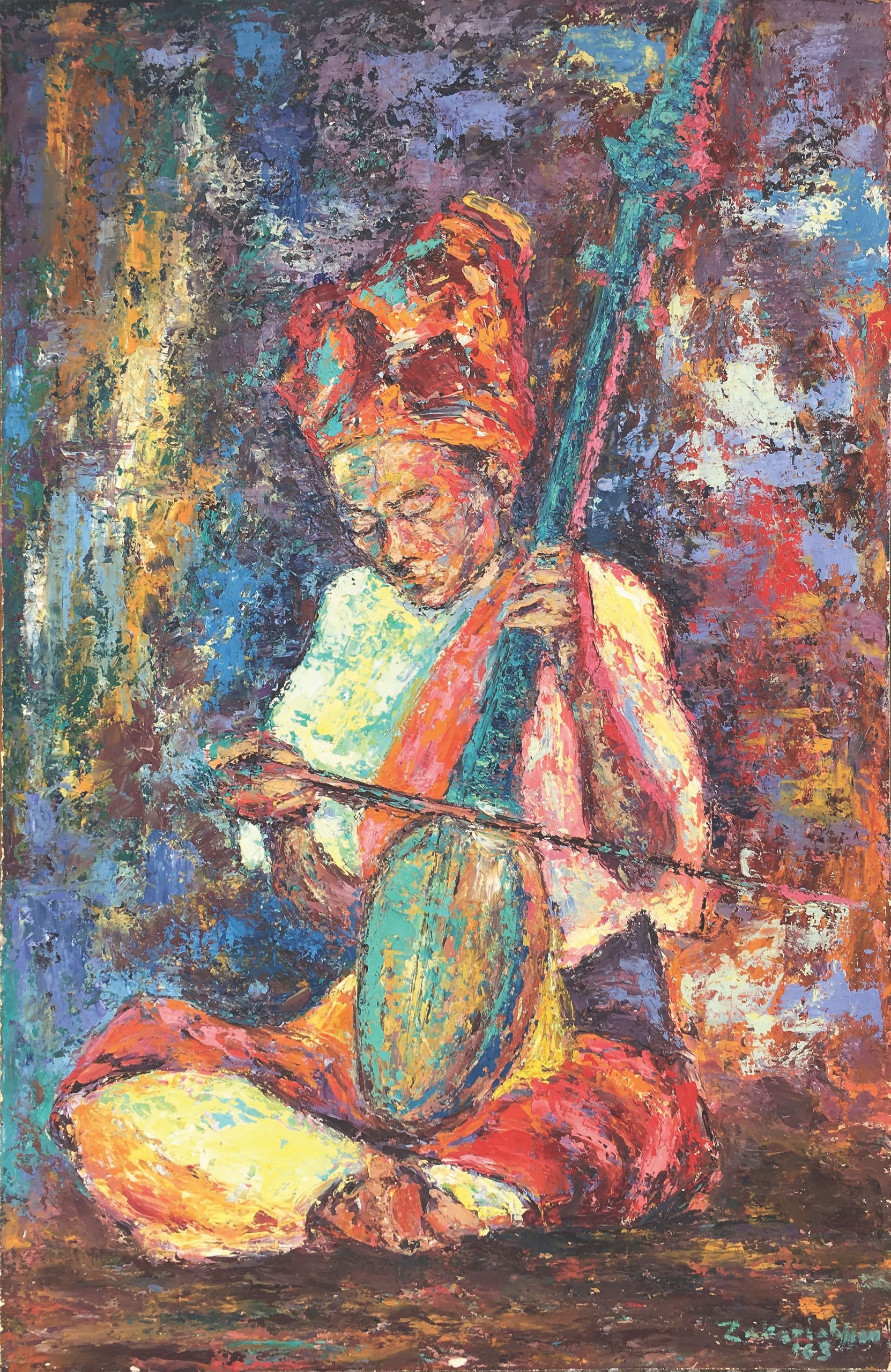 Artwork by Zakariah Noor, Rebat Musician, Made of Oil on board
