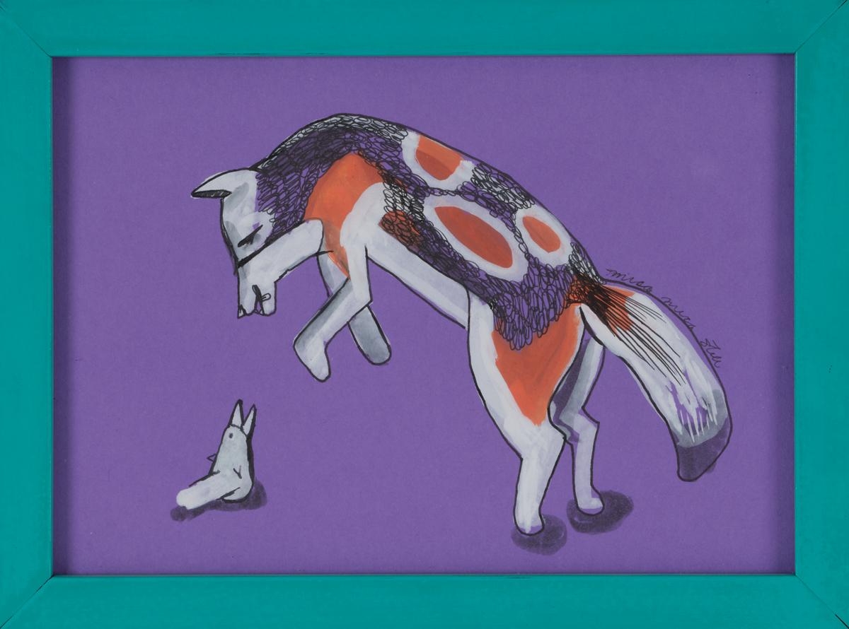 Artwork by Miss Mica Still, Hey Little Fellow, Made of acrylic and ink on paper