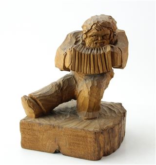 Wood Carving of accordion musician - Carl Goddard