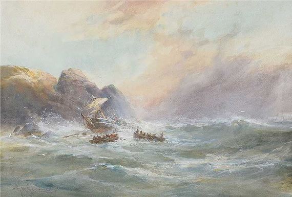 SHIPWRECK ON A ROCKY COAST by George Henry Jenkins