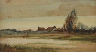 COTTAGES IN A LANDSCAPE - H. Coldrick
